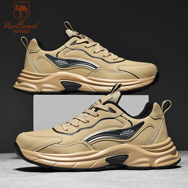 VANCAMEL/西域骆驼系带男休闲健步通用跑步鞋秋季加绒运动老爹鞋