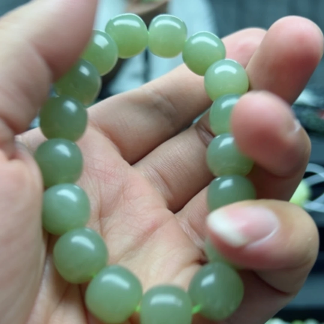 【闪购商品】未镶嵌手串和田玉和田玉纯天然卡13老行湖水绿