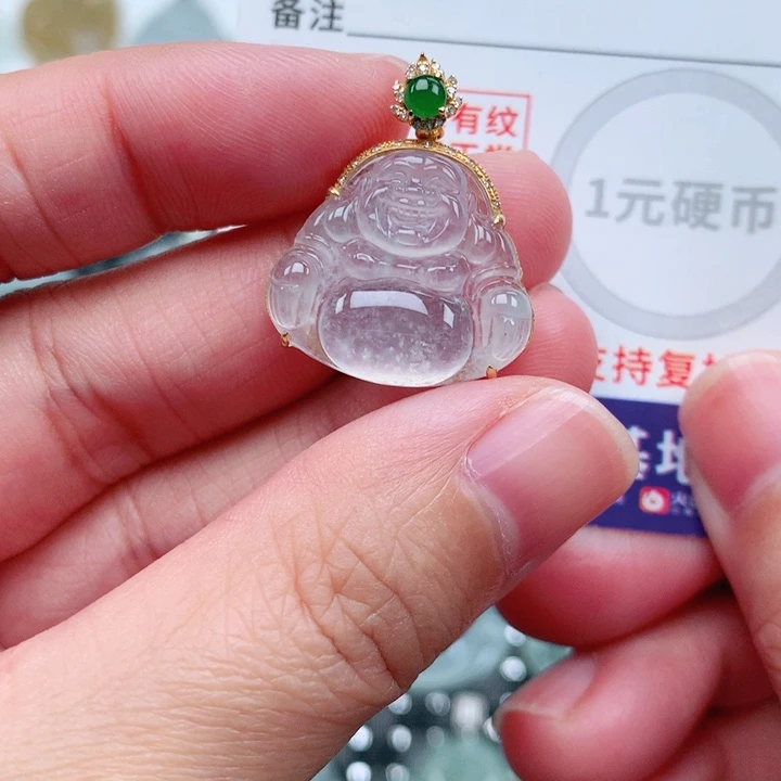 翡翠18K金镶嵌吊坠(不含链)