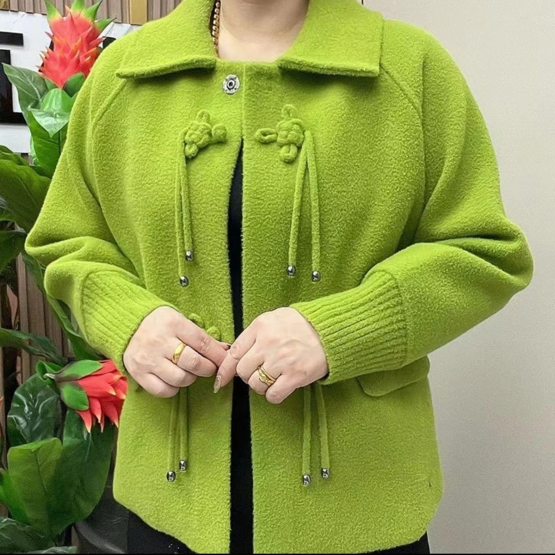 方领新款中国结双面绒外套