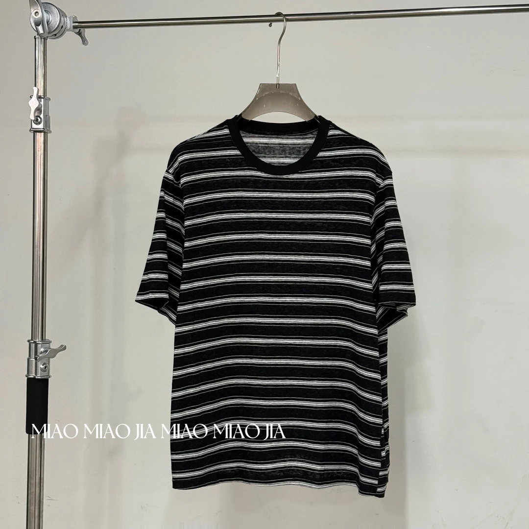 /苗苗家/『日照线』韩版宽松百搭圆领条纹短袖t恤女