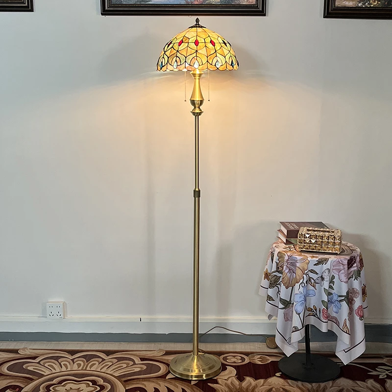 全铜贝壳落地灯客厅简约轻奢复古美式欧式创意可调遥控立式地台灯
