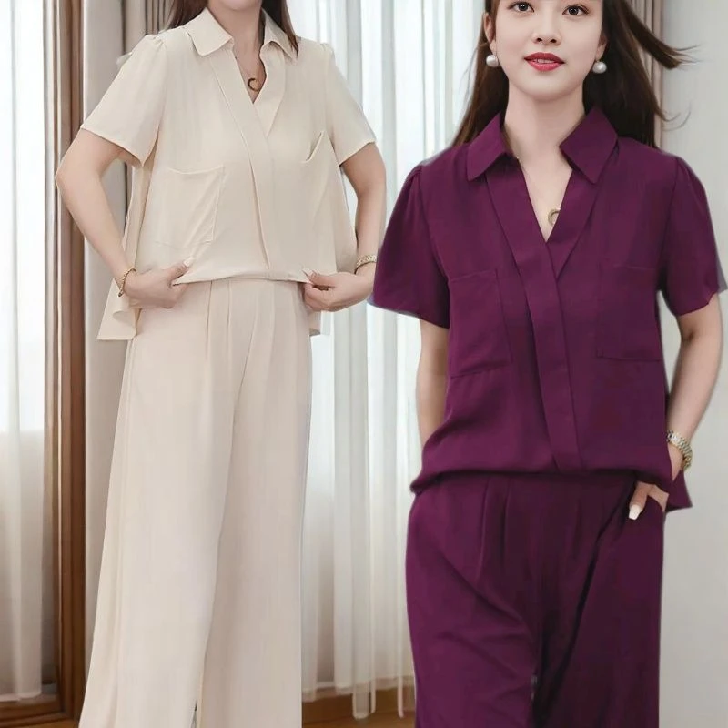 2025时尚气质新款套装减龄夏季宽松显瘦短袖阔腿裤休闲两件套