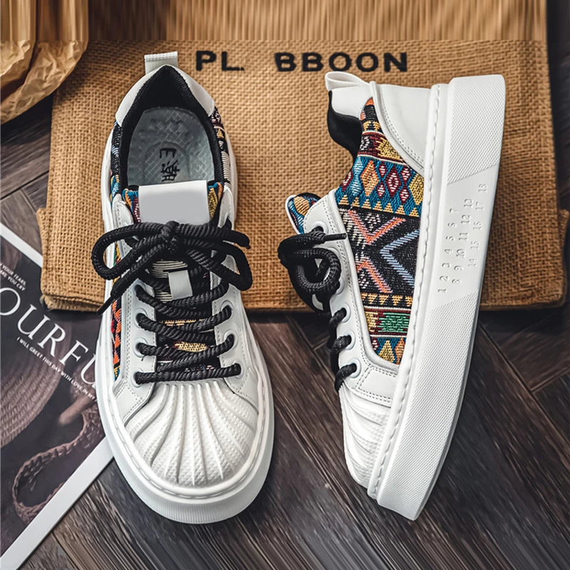 男鞋欧伦啄木鸟EUROTUCANO印花增高小白鞋子时尚厚底耐磨休闲板鞋