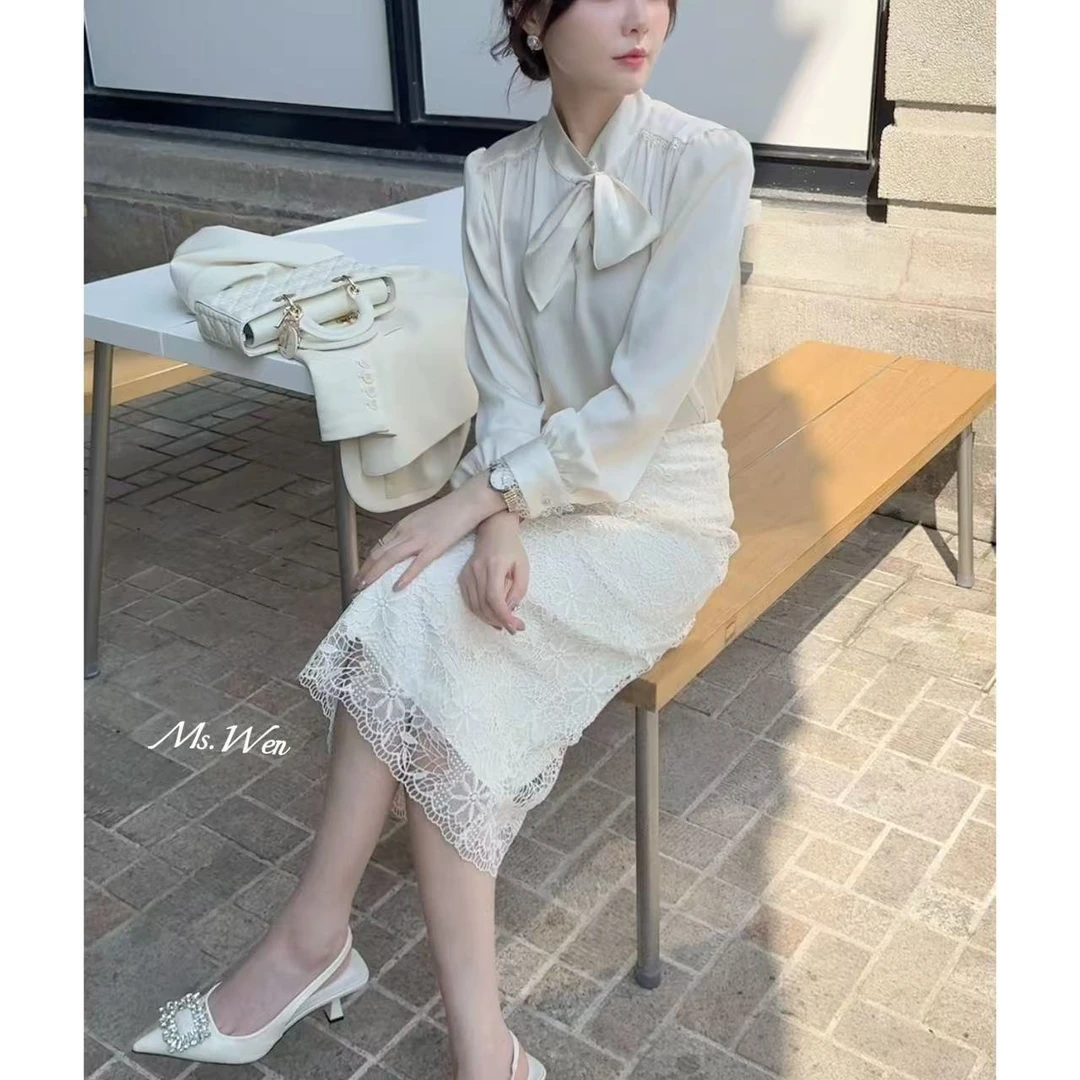 【WENZO】戴安娜~时尚优雅气质显瘦重工镂空蕾丝半裙W241231