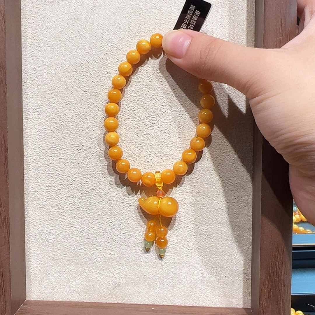 手链琥珀未镶嵌7.3mm蜜蜡手串