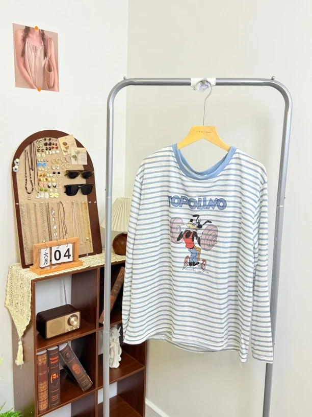 条纹休闲夏季短款长袖防晒卡通宽松型