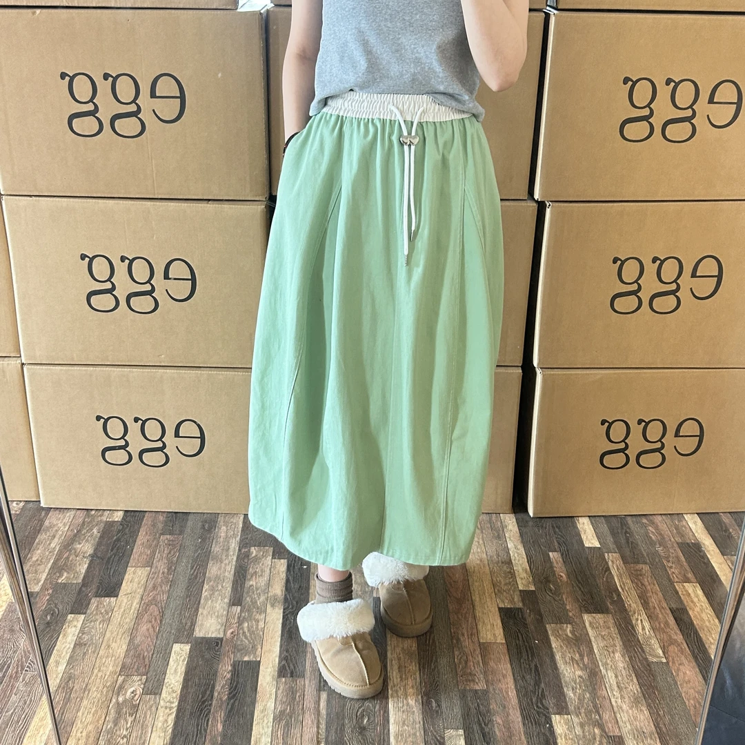 DALAN 【春日明信片】立体拼接纯棉A字版花苞裙     B435