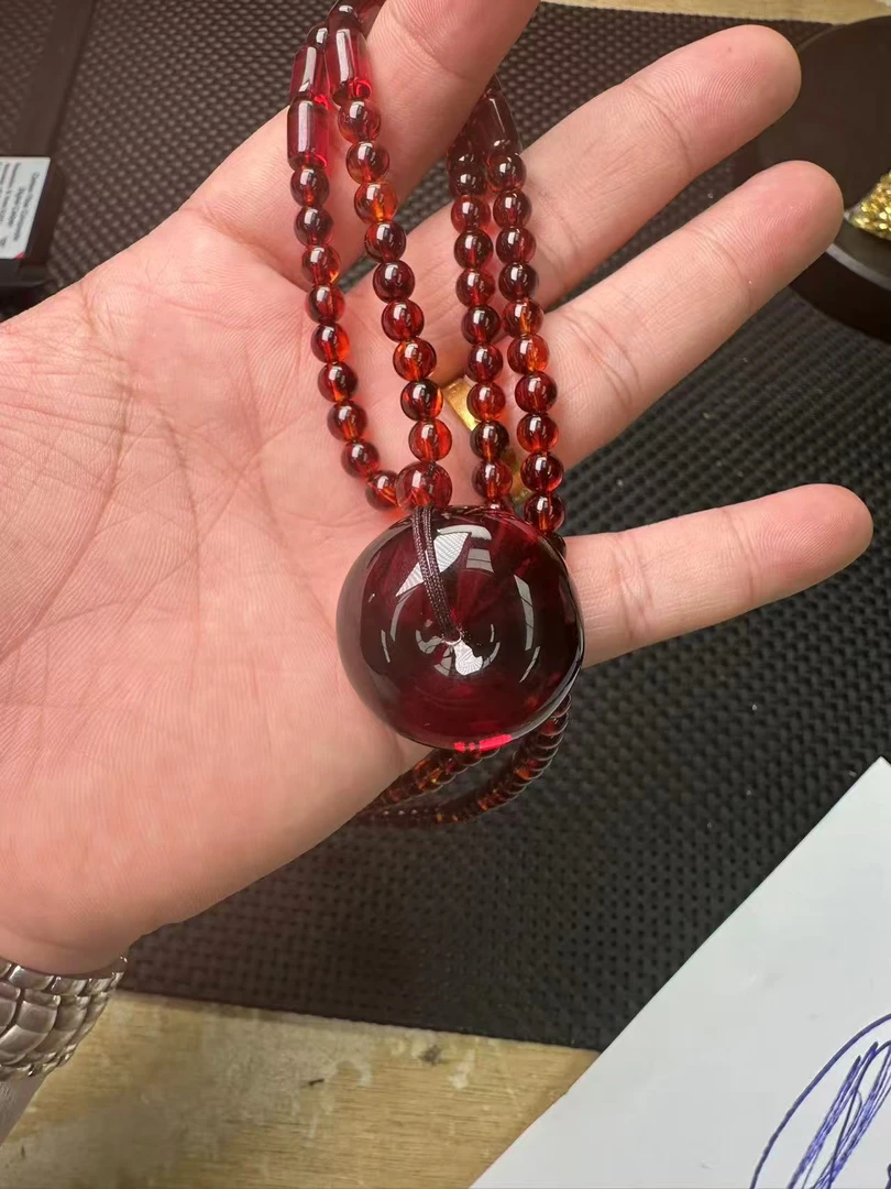 血丝泊精美平安扣套链-370