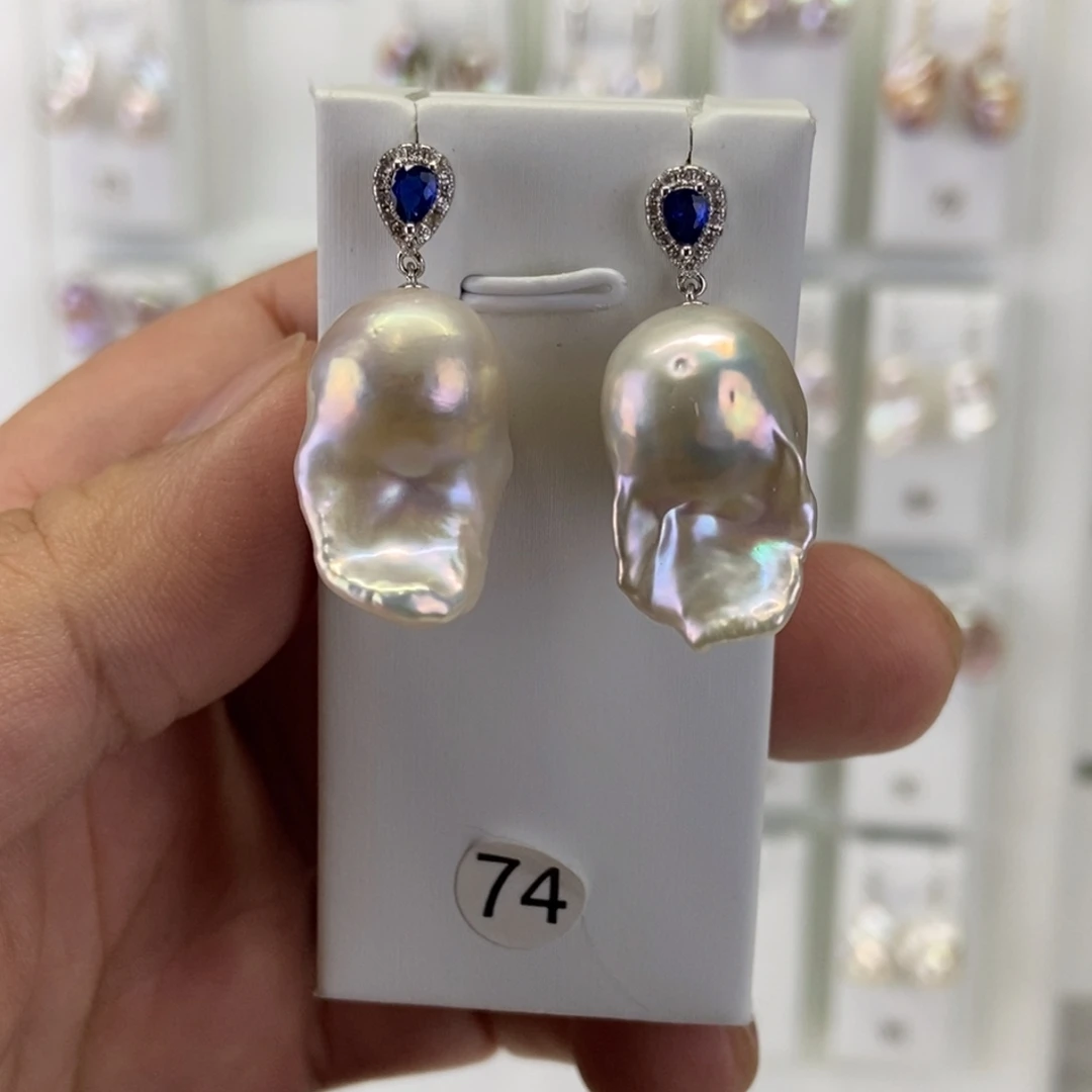 淡水珍珠耳饰银S925镶嵌