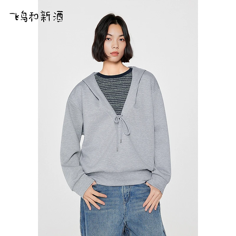 【新】飞鸟和新酒休闲带帽外套女2025秋季新款宽松上衣FD55071041