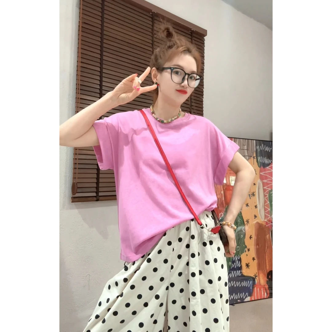 【Z.D.C】1彩色棉麻宽松百搭短袖T恤/减龄韩版