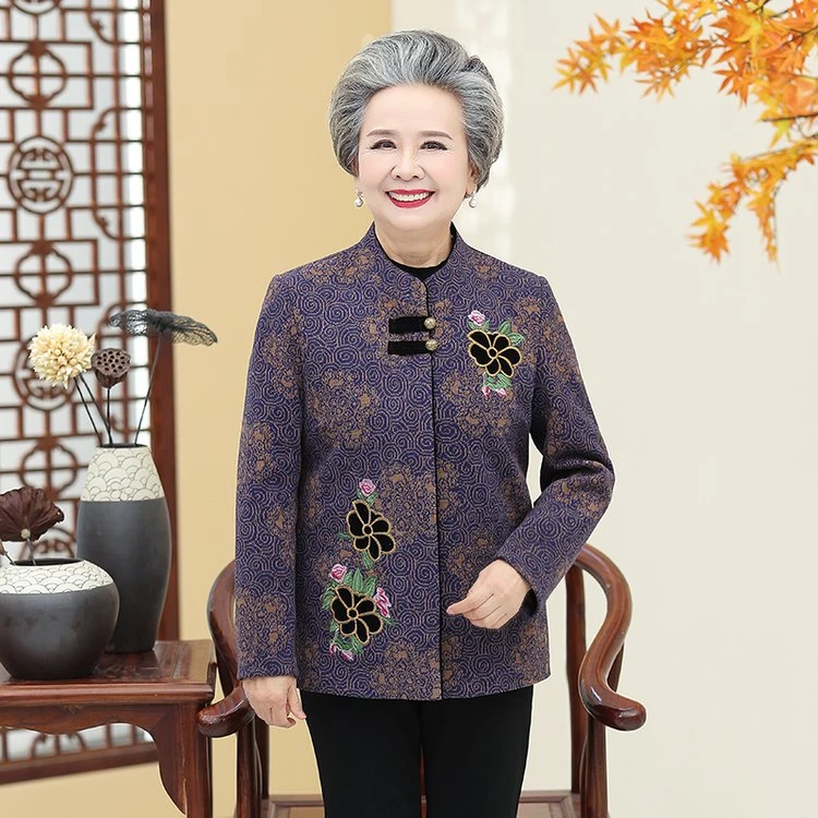 中老年人秋装女奶奶装春秋外套妈妈秋冬加厚大码新款上衣老人衣服