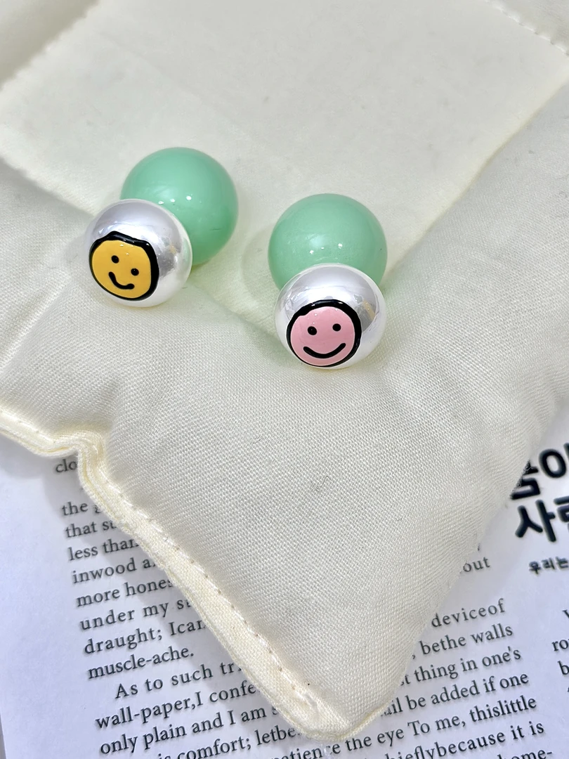 非金属树脂耳饰 韩版定制原创设计可爱百搭时尚笑脸耳环 ES40