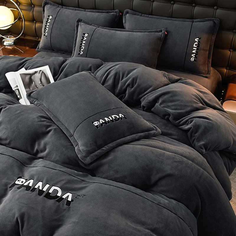 双面加厚法莱法兰绒床上用品四件套冬季牛奶珊瑚绒面床笠床单被套