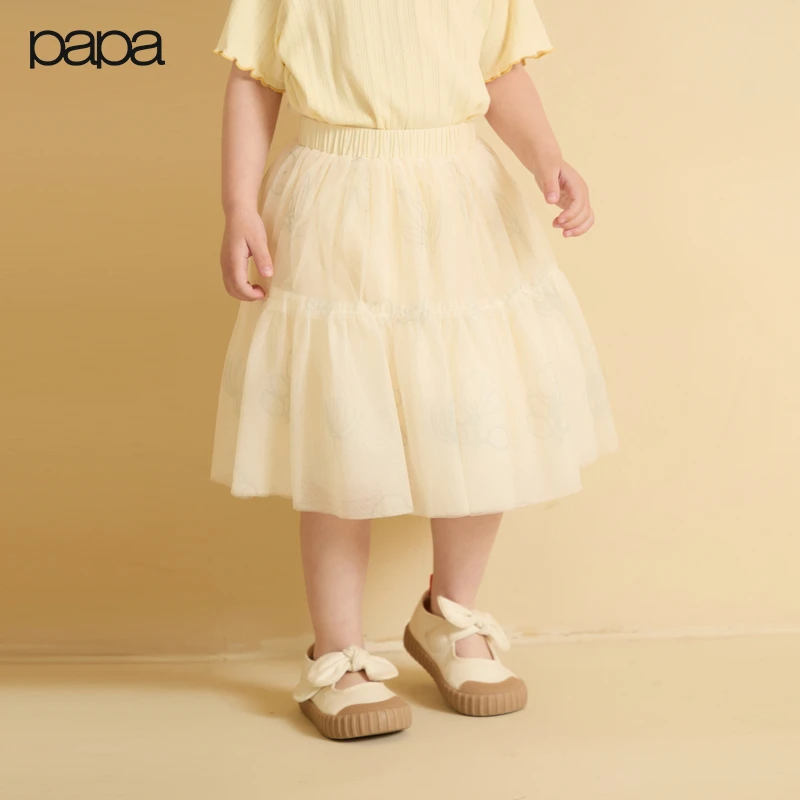 【新品】papa爬爬公主纯色夏季蓬蓬裙女半身裙公主裙梭织