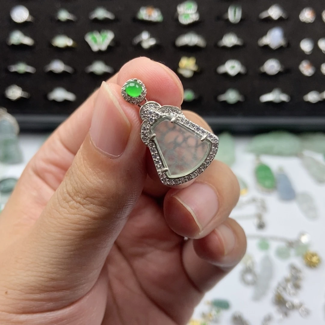 翡翠银S925镶嵌颈饰