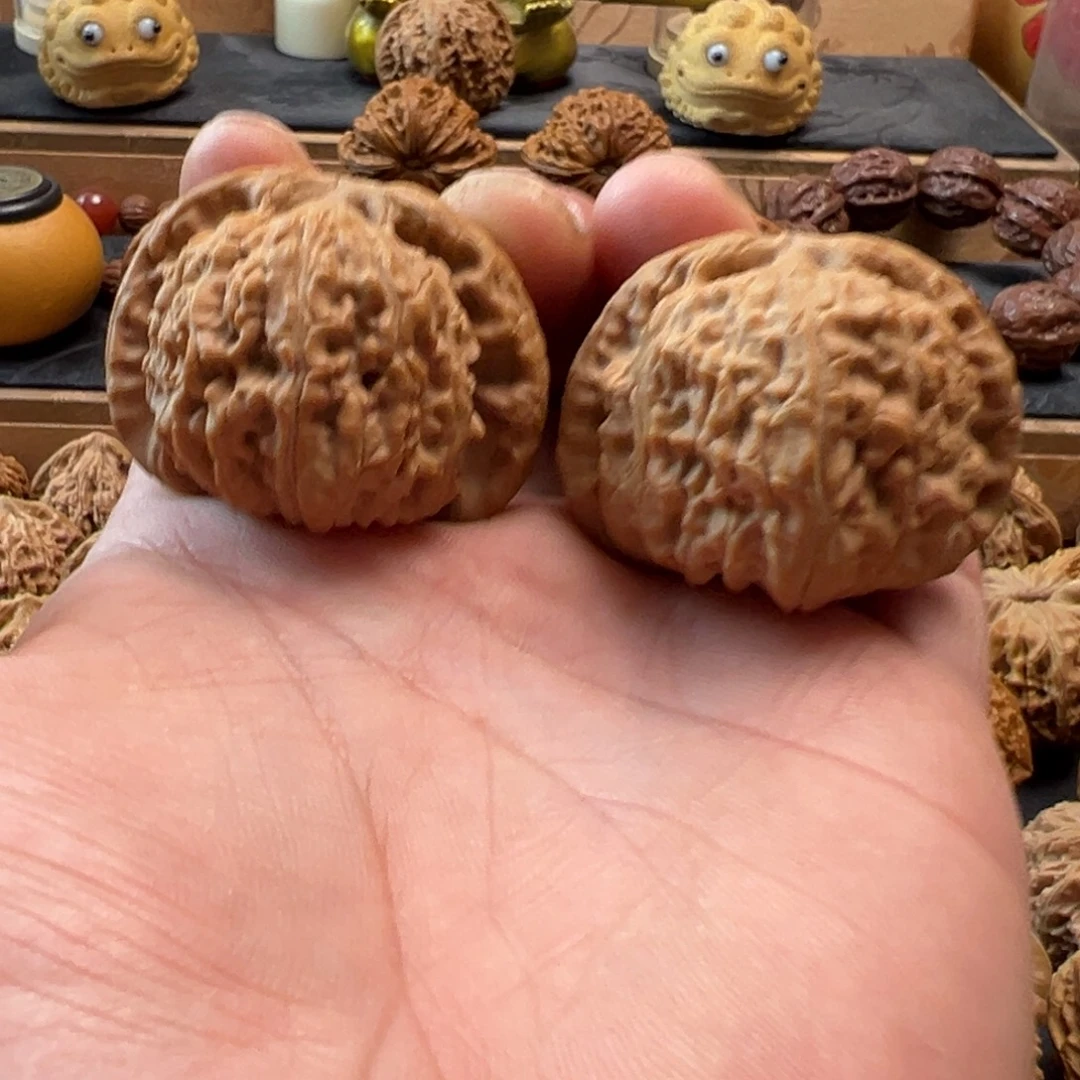 把件猴头核桃文玩核桃，闷尖白狮子