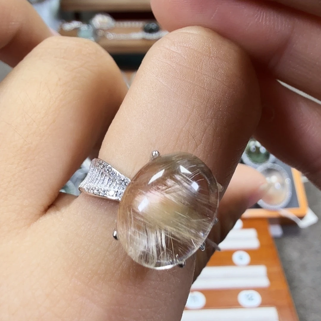 银S925镶嵌戒指水晶