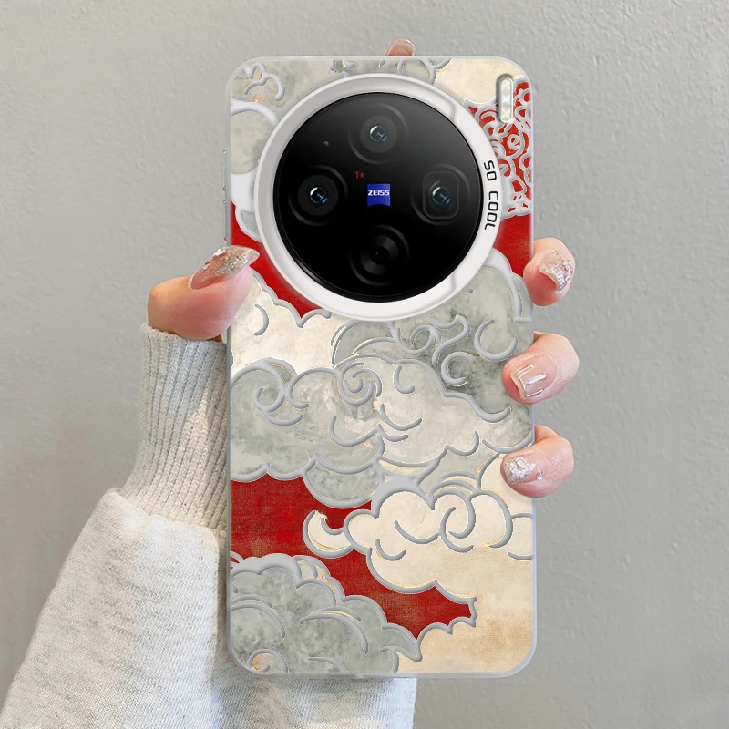 国风红霞祥云适用VIVOX200手机壳创意X200Promini保护套X100S防摔