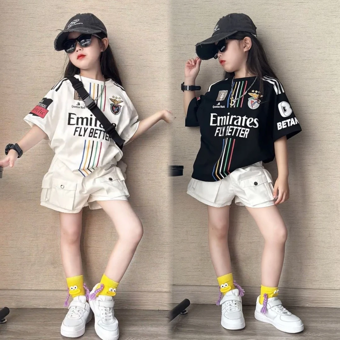 夏季薄款女童休闲春秋套头女套装洋气上衣印花炸街时尚儿童服装