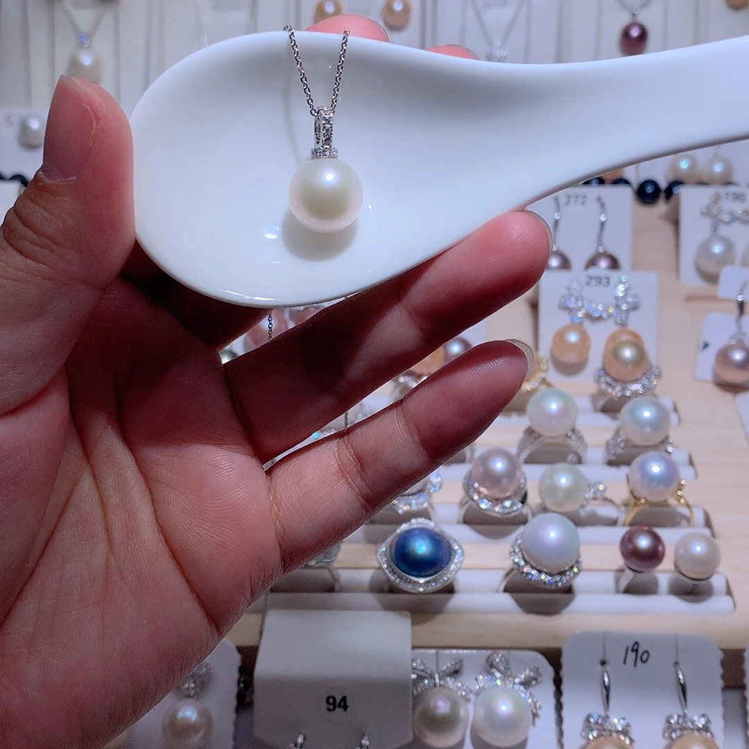 淡水珍珠银S925镶嵌吊坠(赠链)CC12.2mm