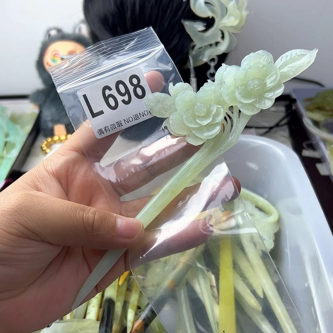 合金蛇纹石玉发饰倩*