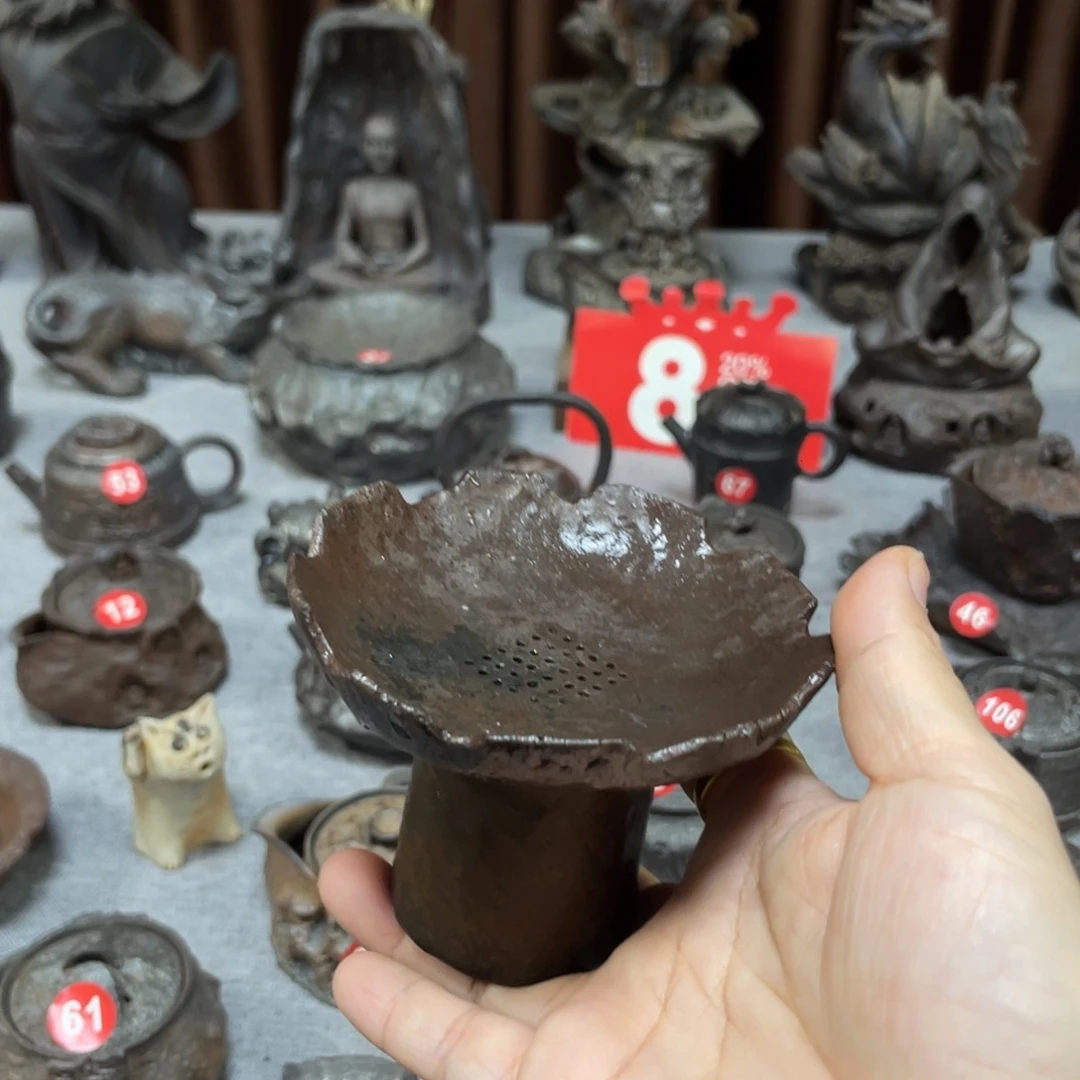 茶漏全手捏柴烧茶器