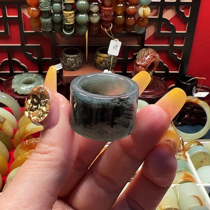 蛇纹石玉戒指未镶嵌内径18