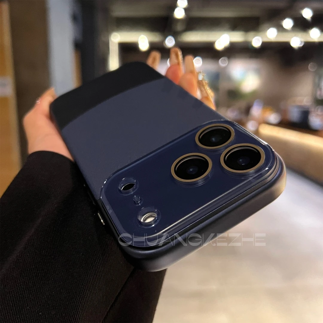 创壳者适用苹果17Promax手机壳皮纹拼接简约iPhone16/15水晶镜头