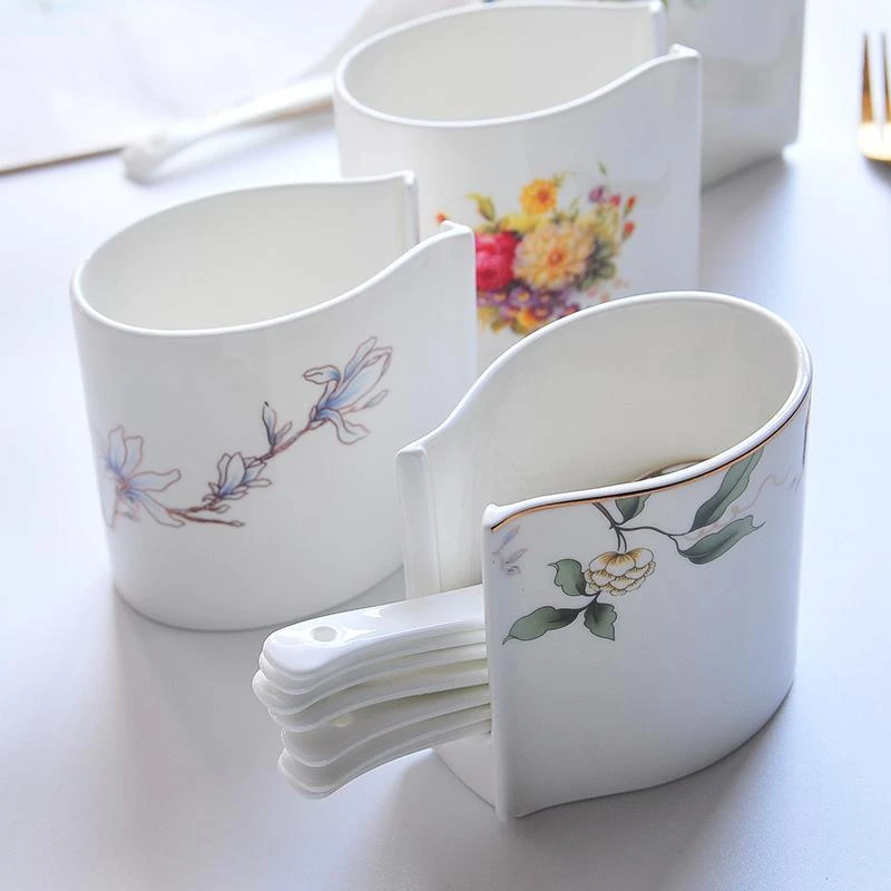 德系唐山骨瓷勺笼勺架餐桌勺子收纳盒勺子筒陶瓷高级感家用餐厅TZ