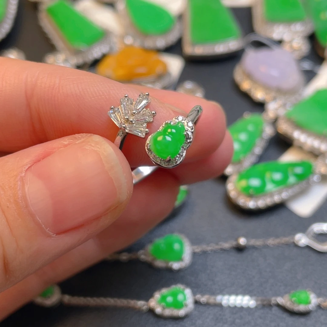 翡翠银S925镶嵌吊坠(不含链)戒指