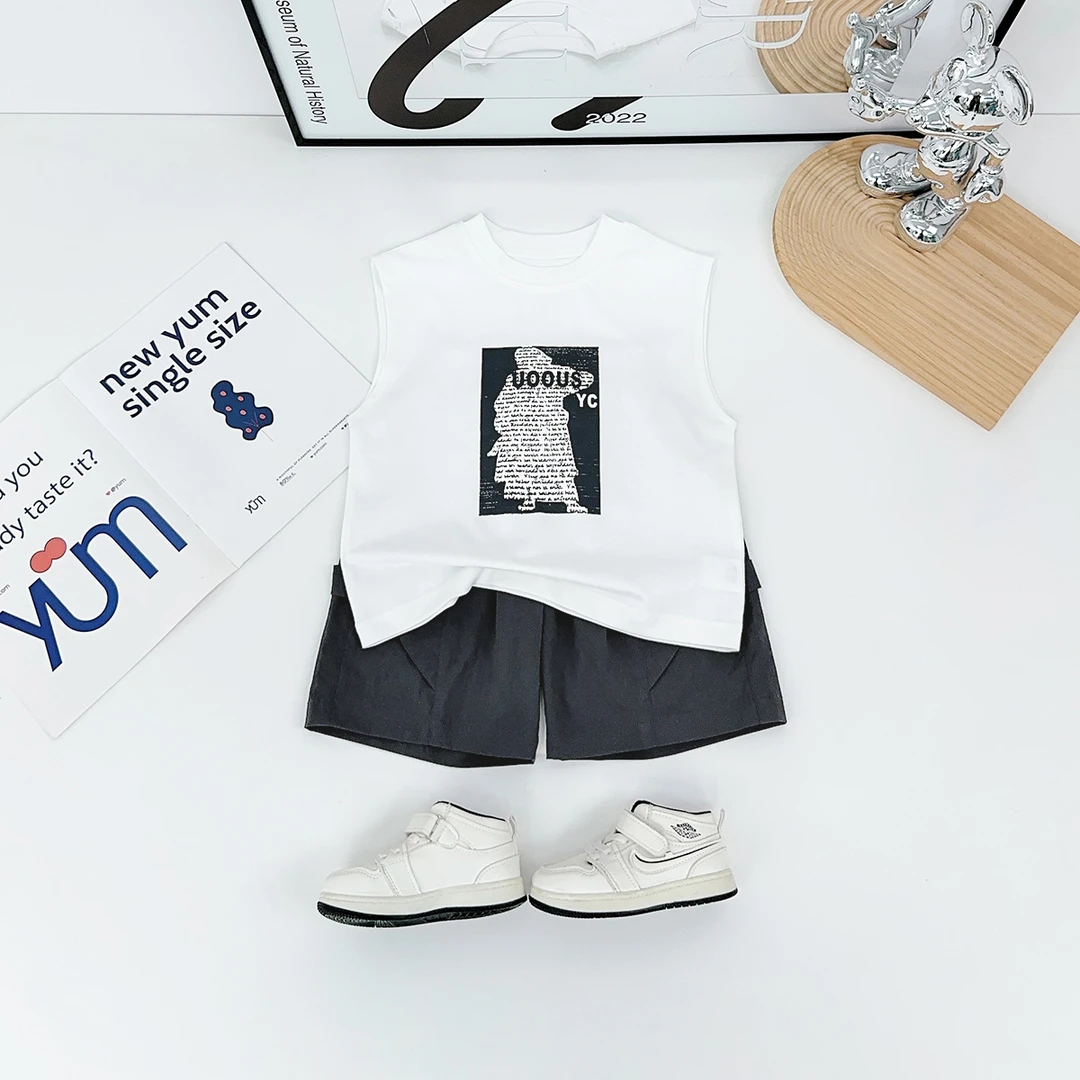 儿童背心套装无袖男童夏季2025新款洋气潮牌BQ25735Z悠悠童话童装