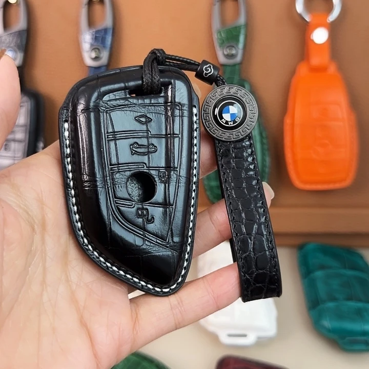 阿***8宝马黑色鳄鱼皮钥匙套配手绳