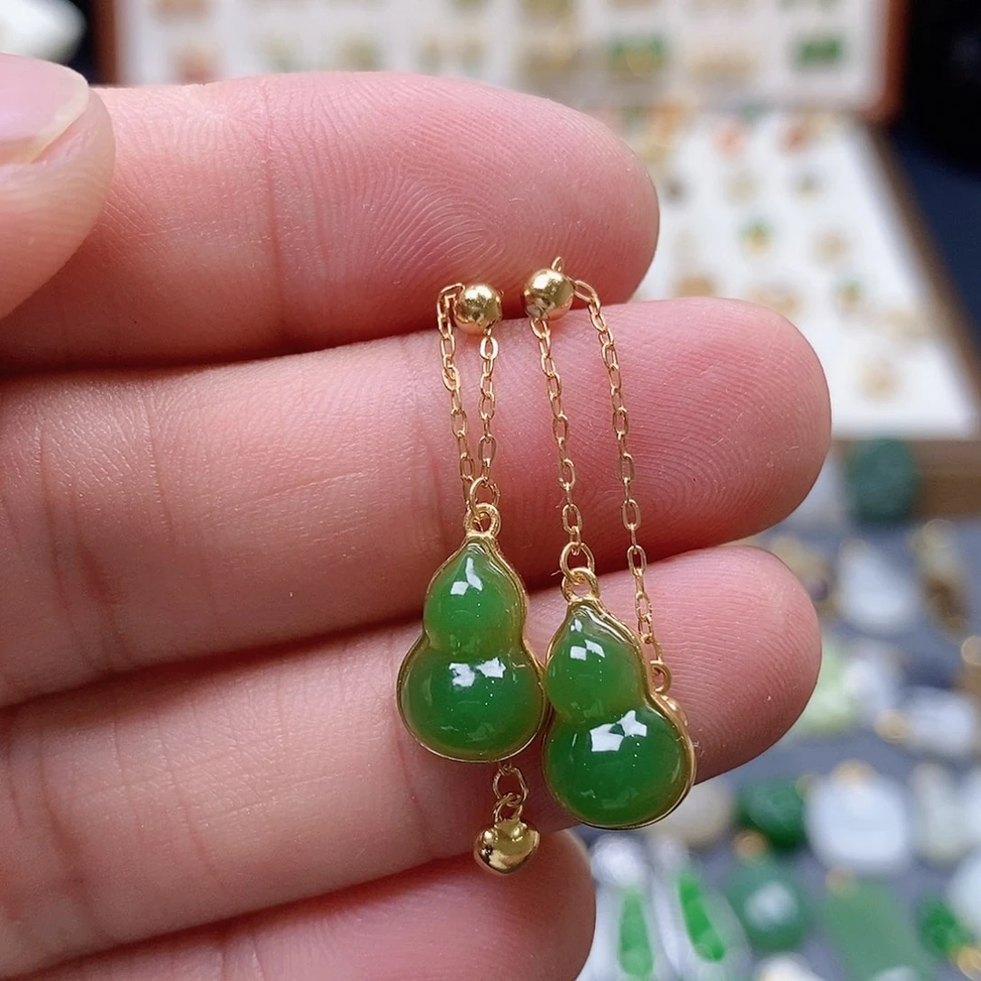 隔***6和田玉银S925镶嵌耳饰