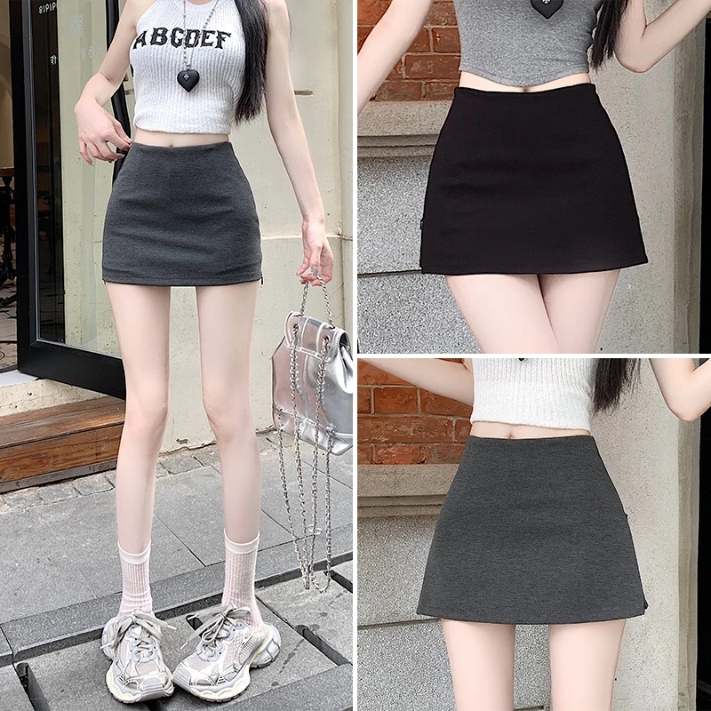 2025新款包臀半身裙高腰显瘦侧开叉A字短裙小个子防走光女夏裙裤