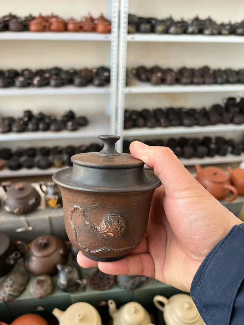 建水紫陶大容量复古手抓壶大号陶瓷茶壶泡茶器家用纯手工茶具1只