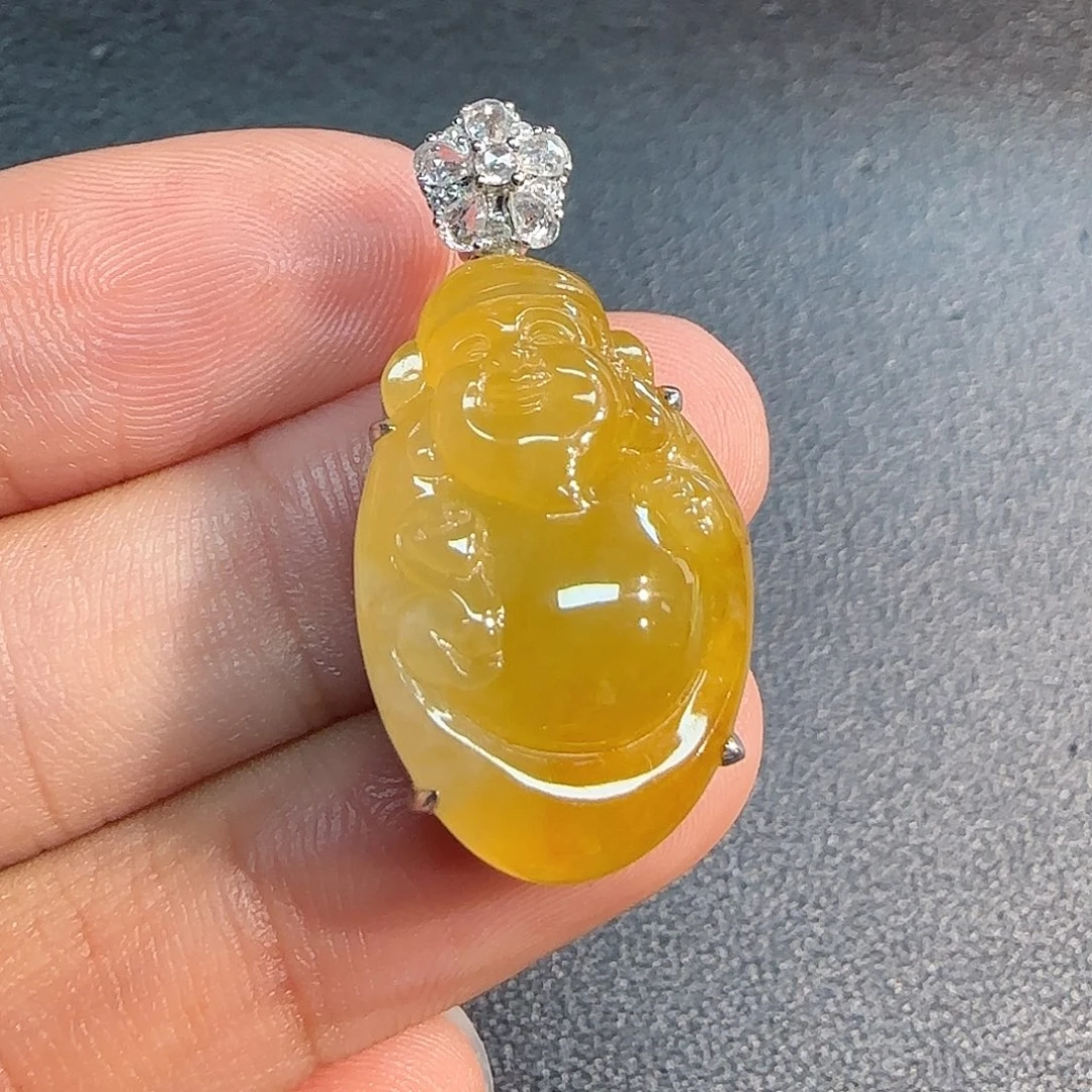 吊坠(不含链)18K金镶嵌翡翠米爷爷