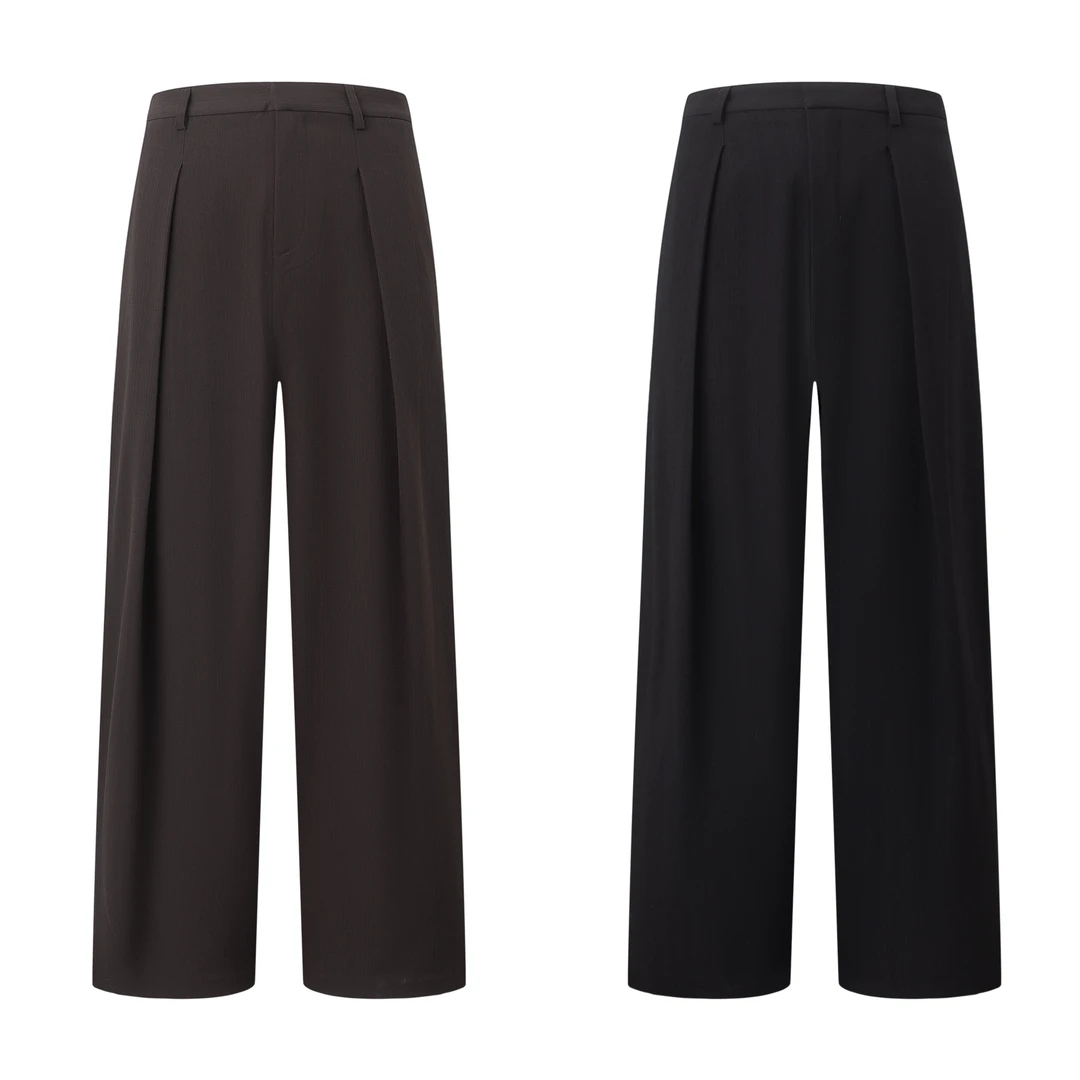 DERT 双折A字醋酸西裤 肌理感 莱赛尔天丝混纺 高级舒适飘逸长裤