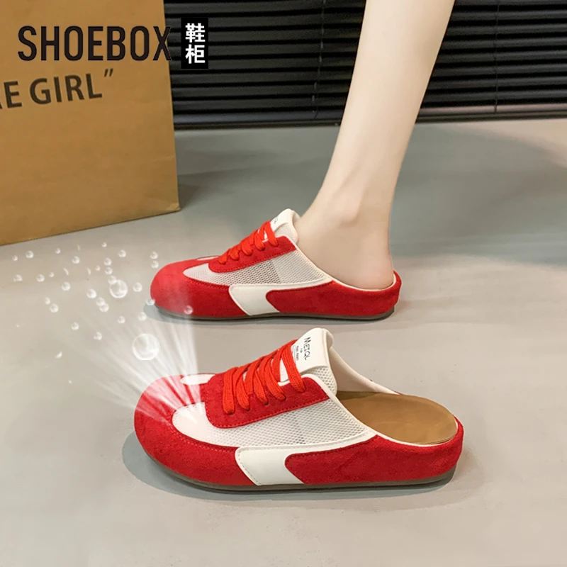 SHOEBOX/鞋柜厚底德训鞋包头半拖鞋女夏外穿2025新款一脚蹬凉拖女