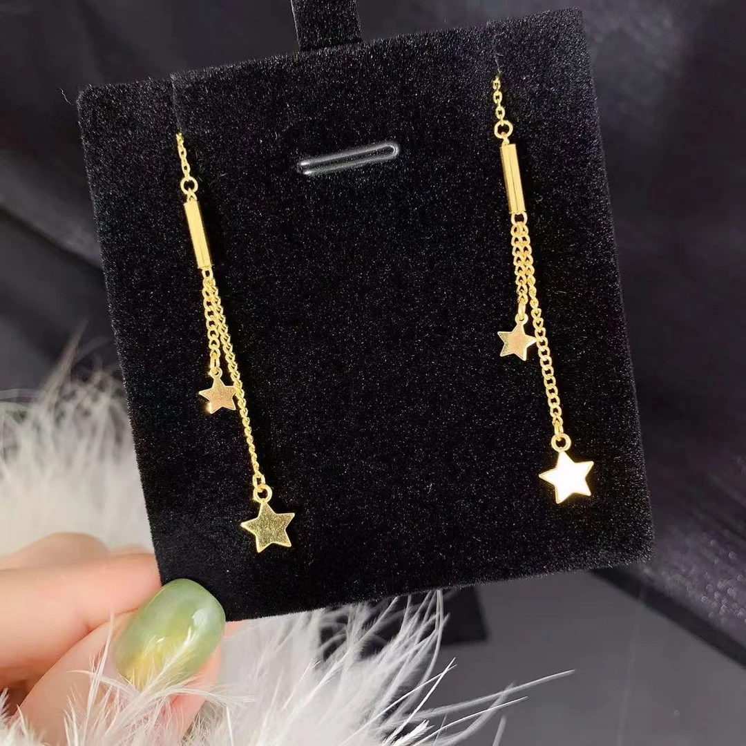 【伟新源】足金999 5G工艺 亮面星星耳线2.95克