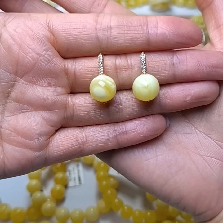 未镶嵌蜜蜡耳饰耳钩