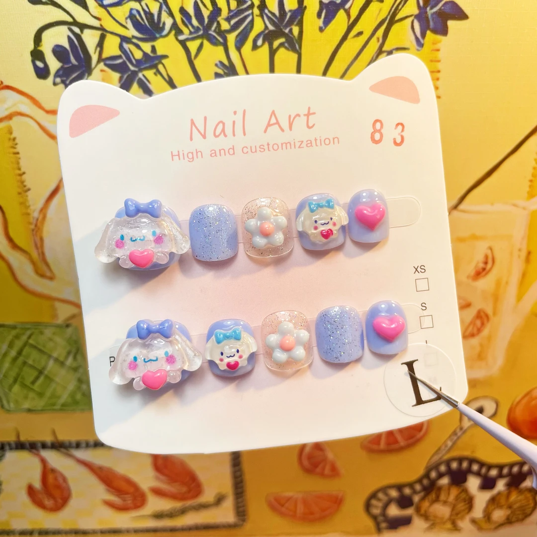 玉桂狗小朋友穿戴甲片不伤指甲贴纯手工甲女孩可拆卸重复使用