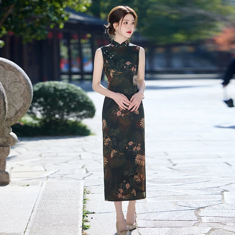 【苏州旗袍中国风】旗袍复古长款无袖连衣裙气质新中式旗袍热卖女款