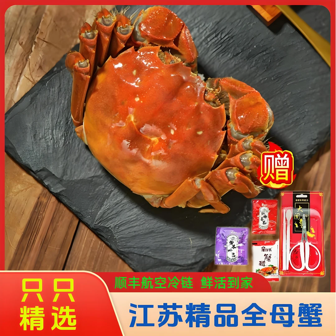 【活蟹】苏州河蟹全母蟹3.2-3.5两8/10只礼盒装海鲜