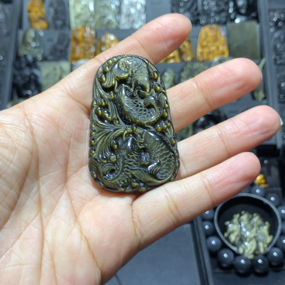 黑曜岩吊坠(赠链)未镶嵌津**子