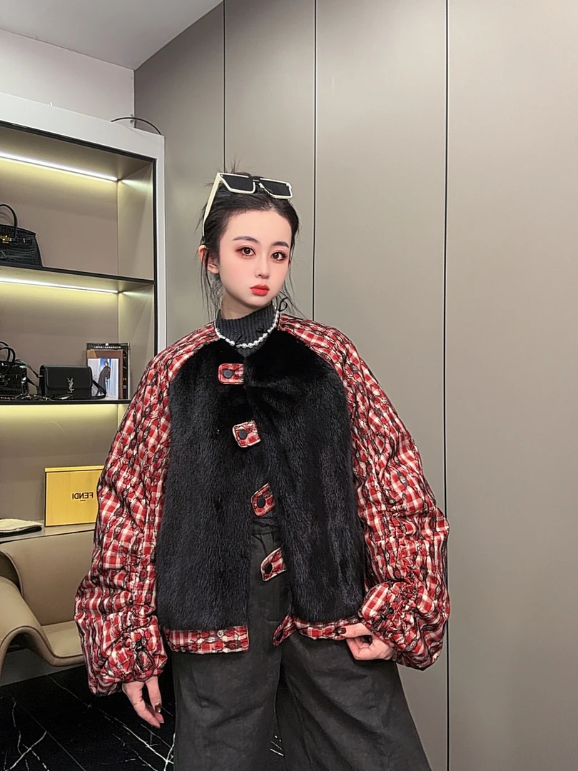 【XH 83278-GE】2025新款时尚百搭鹅绒服配水貂皮草外套