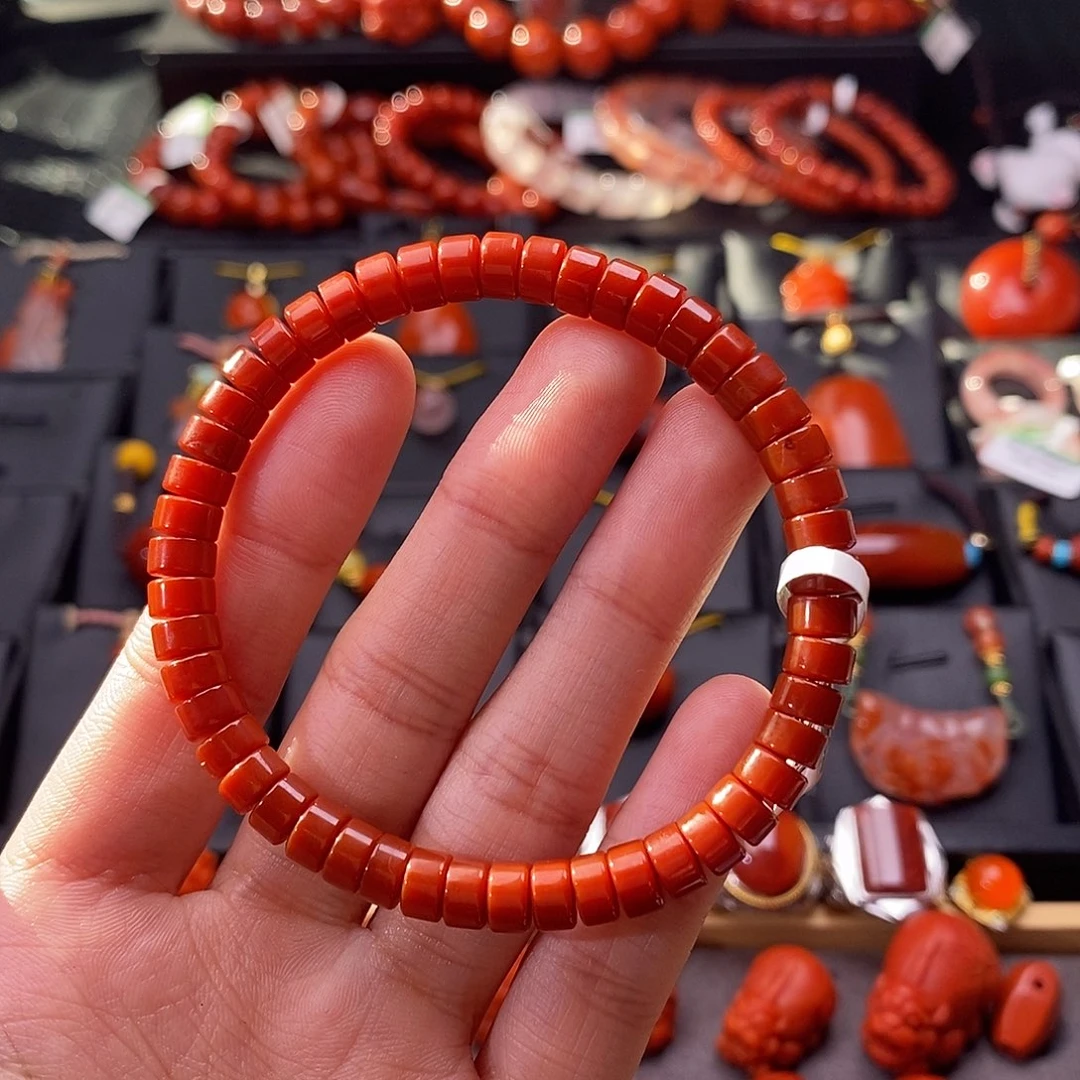 南红玛瑙未镶嵌四川凉山隔片手串6.2mm