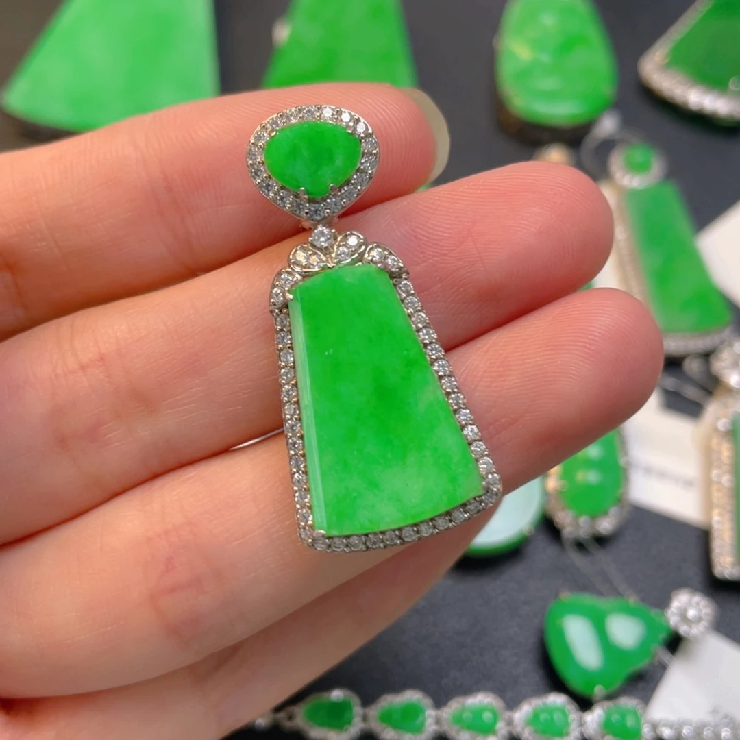 翡翠银S925镶嵌吊坠(不含链)