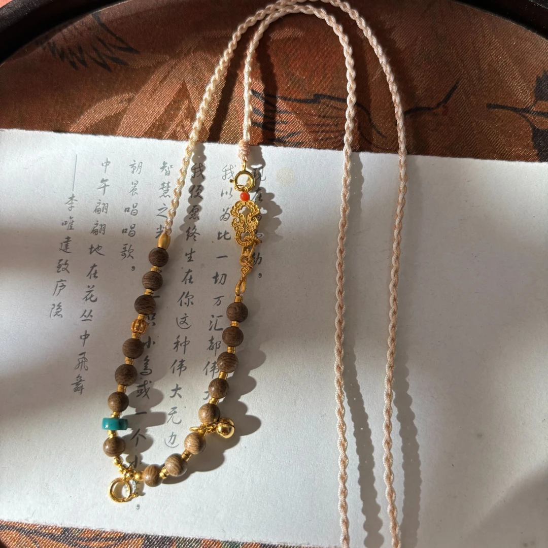 链子925银木质 B43 【金菀菀】银S925木质沉沉手编项链万能链约70cm